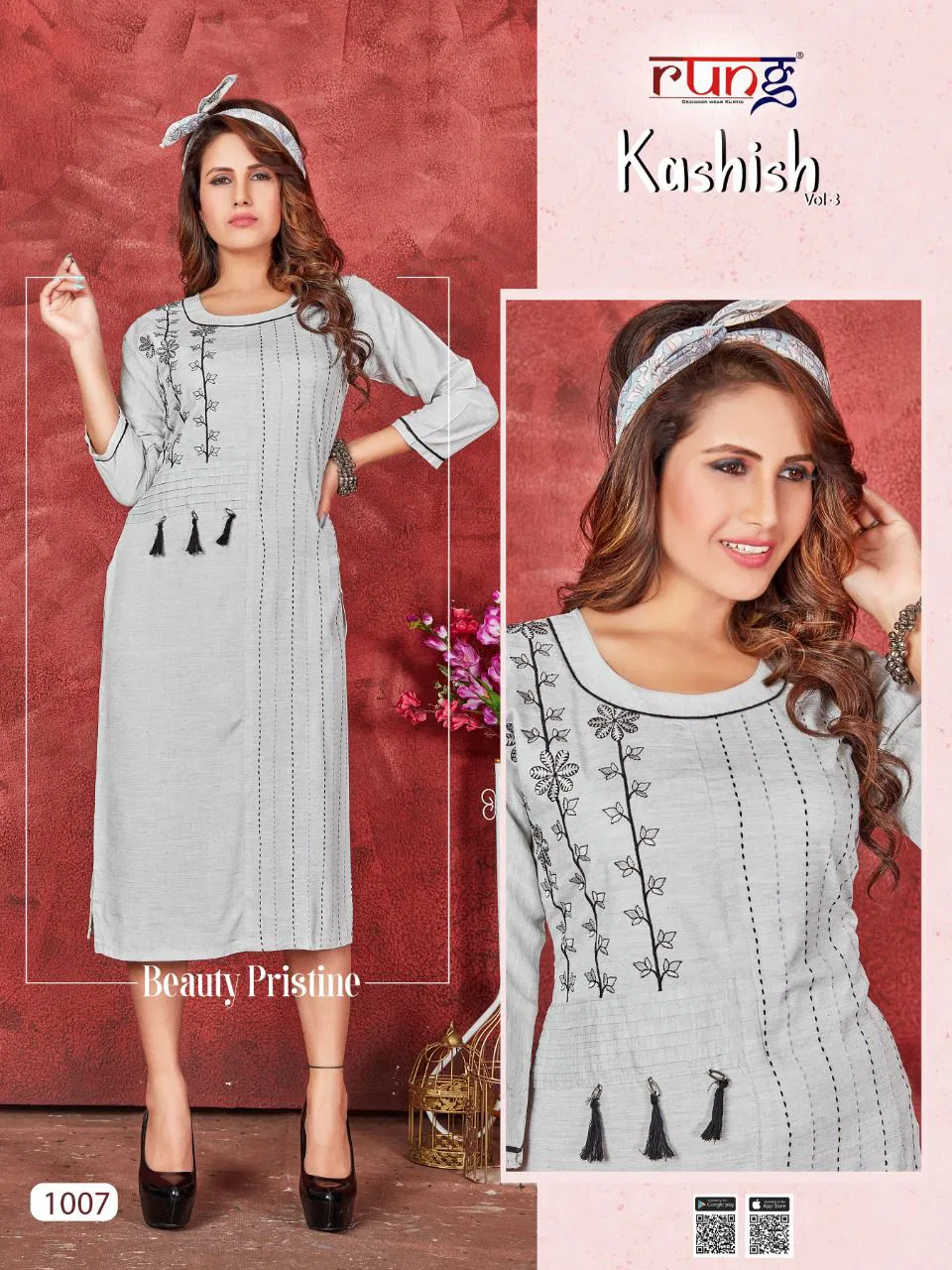 Rung Kashish 3 Heavy Ethnic Wear Slub Rayon Designer Kurti Collection
